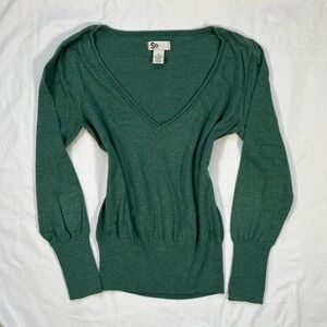 y2k green v-neck spring sweater